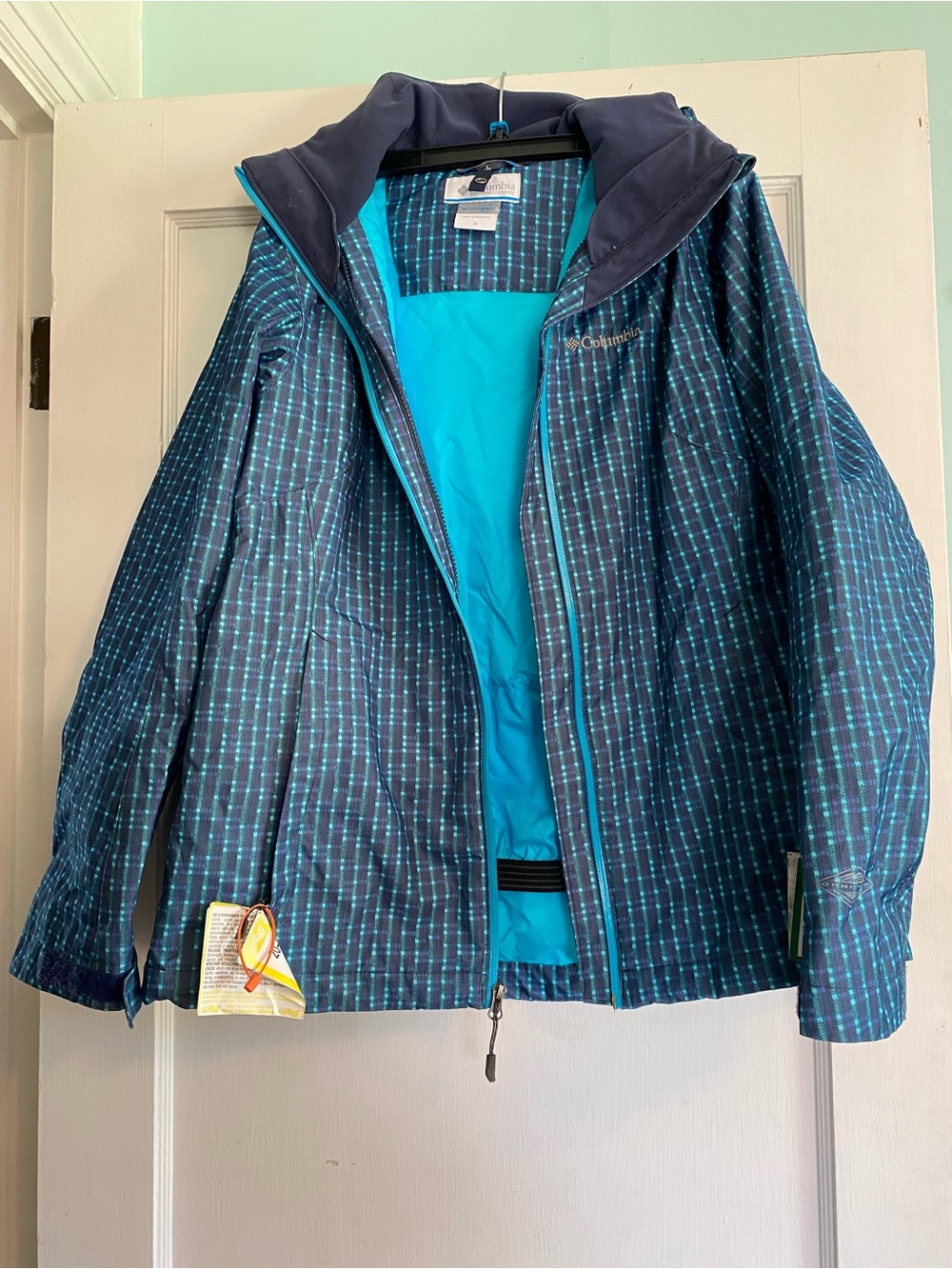 Columbia Teal, Navy & Purple Plaid Hooded Jacket